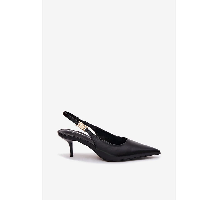 Dámské sandály z umělé kůže na podpatku Černé model 22102984 - Boto