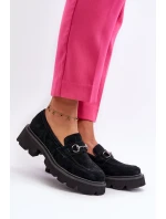 Robustní dámské semišové mokasíny Černá Neloria Robustní dámské semišové mokasíny Černá Neloria