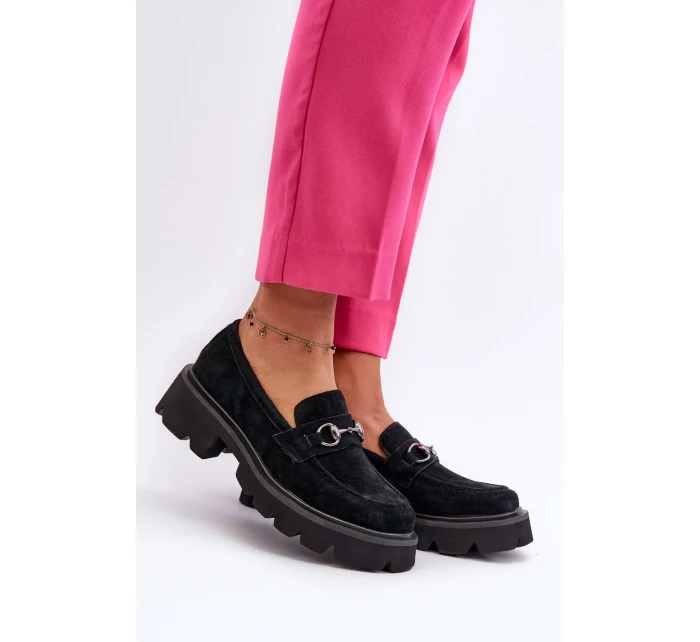 Robustní dámské semišové mokasíny Černá Neloria Robustní dámské semišové mokasíny Černá Neloria