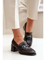 Dámské polobotky na podpatku se sponou model 20592275 Černá - VINCEZA Dámské polobotky na podpatku se sponou model 20592275 Černá - VINCEZA