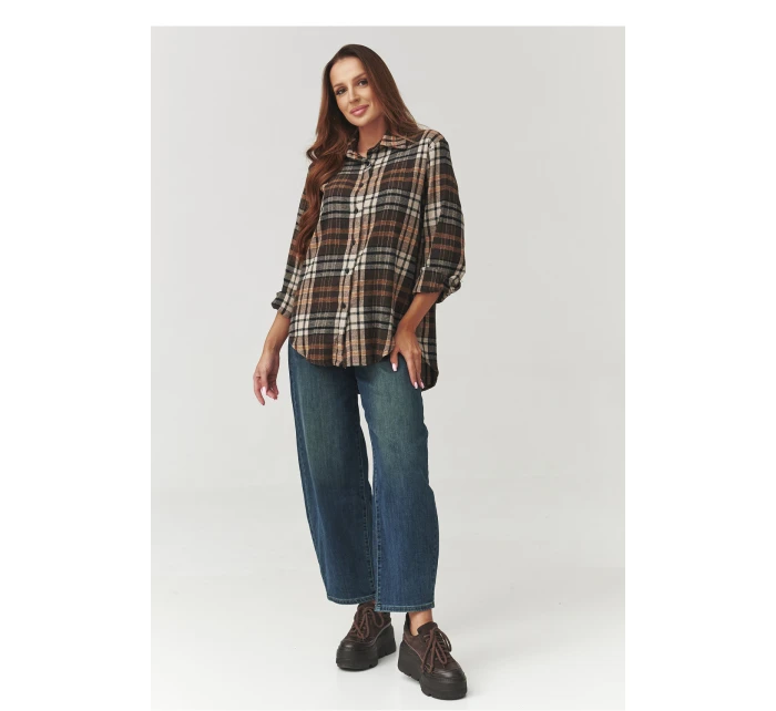 Košile s dlouhým rukávem model 219733 Makadamia Košile s dlouhým rukávem model 219733 Makadamia