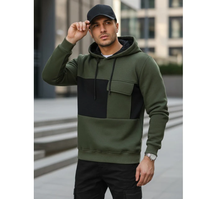 Pánská khaki mikina s kapucí Dstreet model 21986066 - FashionStreet