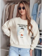 Dámská oversize mikina s potiskem GOOSHY ecru FashionStreet BY1427