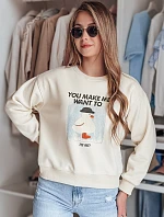 Dámská oversize mikina s potiskem GOOSHY ecru FashionStreet BY1427