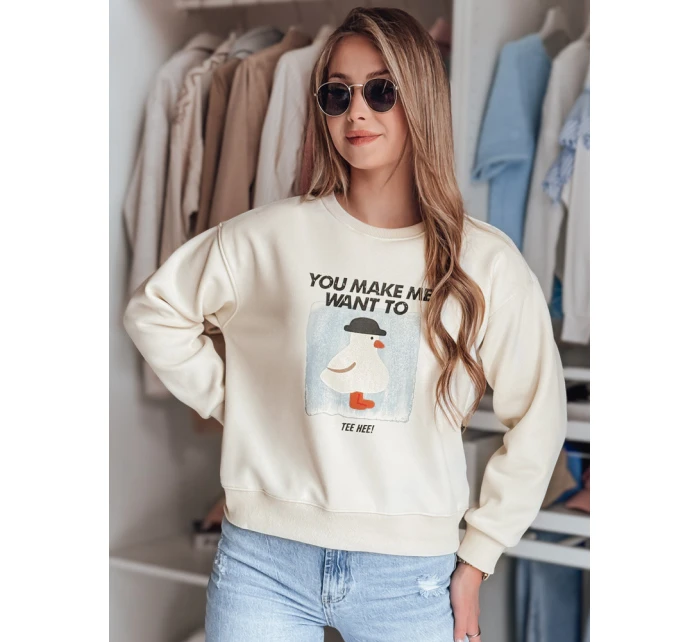 Dámská oversize mikina s potiskem GOOSHY ecru FashionStreet BY1427