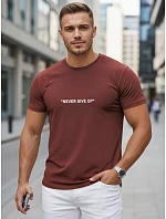 Pánské bavlněné tričko s potiskem pro volný čas bordó FashionStreet NX5107R
