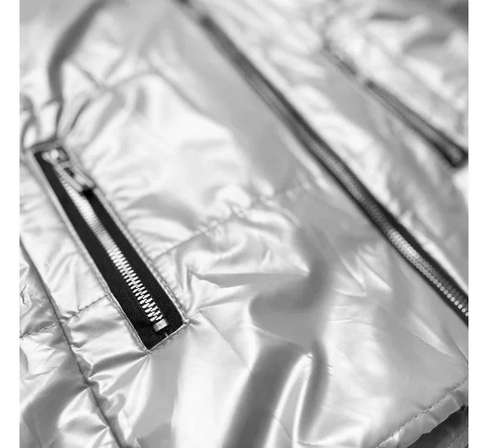 Stříbrná lehká dámská zimní metalická bunda (721art) Stříbrná lehká dámská zimní metalická bunda (721art)