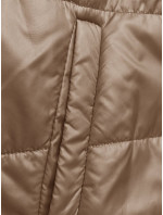 Krátká dámská bunda v karamelové barvě s kapucí (B8187-101)