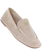 Dámské semišové polobotky béžové model 22097219 - VINCEZA