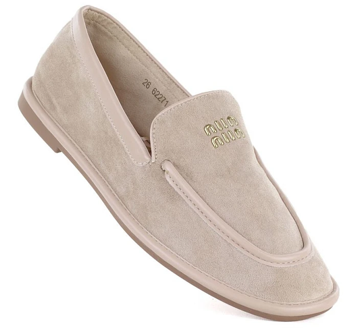 Dámské semišové polobotky béžové model 22097219 - VINCEZA