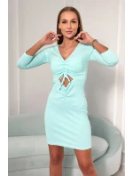 Žebrované šaty s vázaným výstřihem mint Žebrované šaty s vázaným výstřihem mint