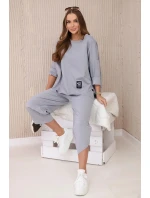 Komplet nových mikinových kalhot Punto šedý Komplet nových mikinových kalhot Punto šedý