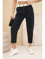 Dámské model 22010226 kalhoty s páskem černé - K-Fashion