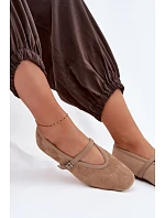 Baleríny s Páskem Eko Semišové Béžové Felora