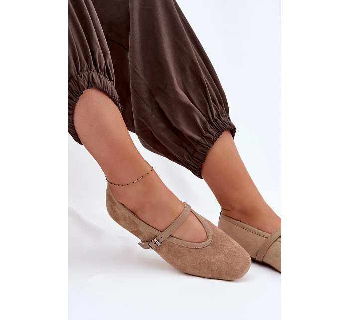 Baleríny s Páskem Eko Semišové Béžové Felora