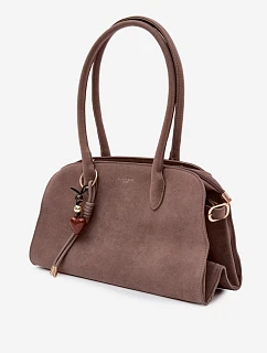 Kabelka s přívěskem a sponami eko semiš tmavě béžová model 22111664 - Flora&Co