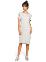 Midi šaty s kapsami ve  světle šedé model 18001685 - BeWear