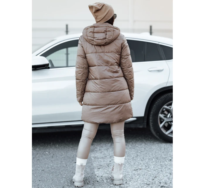 Dámská oboustranná bunda PURRBREEZ dlouhá prošívaná bunda s kapucí camel FashionStreet TY4660 Dámská oboustranná bunda PURRBREEZ dlouhá prošívaná bunda s kapucí camel FashionStreet TY4660