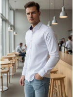 Pánská elegantní hladká bílá košile SLIM FIT FashionStreet DX2618 Pánská elegantní hladká bílá košile SLIM FIT FashionStreet DX2618