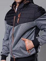 Pánská sportovní bunda z kombinovaných materiálů černo-oranžová (8M901-392)