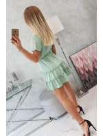 Šaty s obálkovým výstřihem tmavě mátové barvy