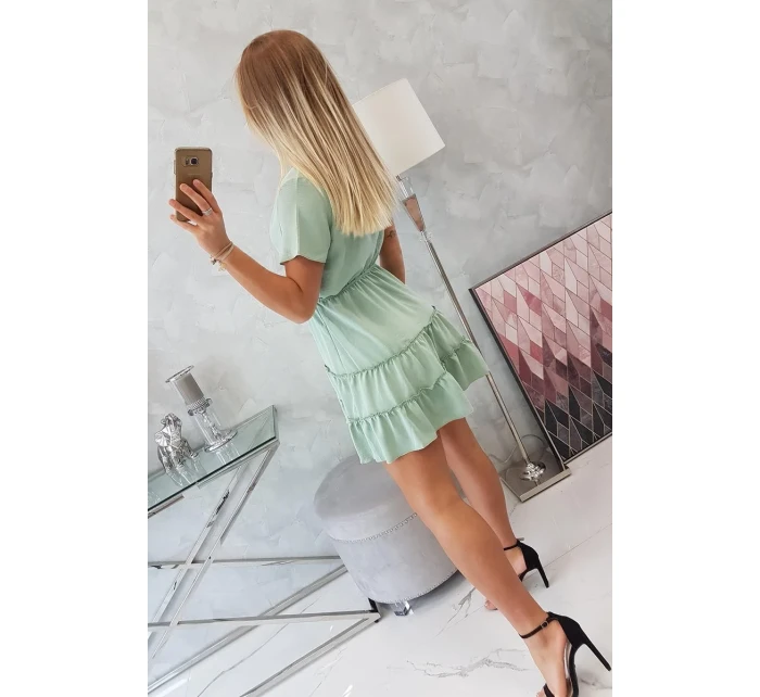 Šaty s obálkovým výstřihem tmavě mátové barvy