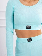 Komplet z bluzką top prążkowany miętowy
