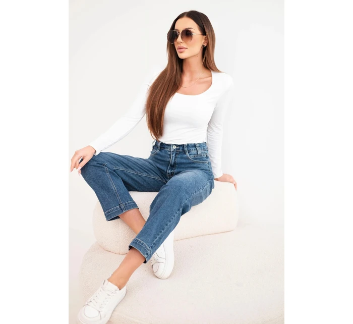 Dámské džíny s širokými nohavicemi a vysokým pasem M.Sara modré