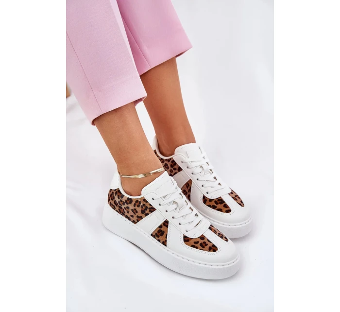 Dámské tenisky s panterím vzorem na platformě – bílé Nativira Dámské tenisky s panterím vzorem na platformě – bílé Nativira