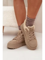 Dámské zateplené sportovní boty na platformě SS274105 Béžová - Big Star Dámské zateplené sportovní boty na platformě SS274105 Béžová - Big Star