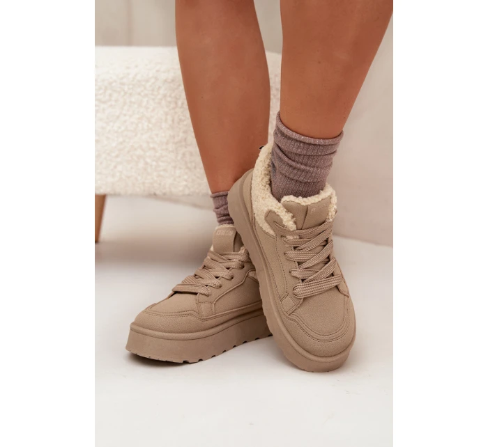 Dámské zateplené sportovní boty na platformě model 21817728 Béžová - Big Star Dámské zateplené sportovní boty na platformě model 21817728 Béžová - Big Star