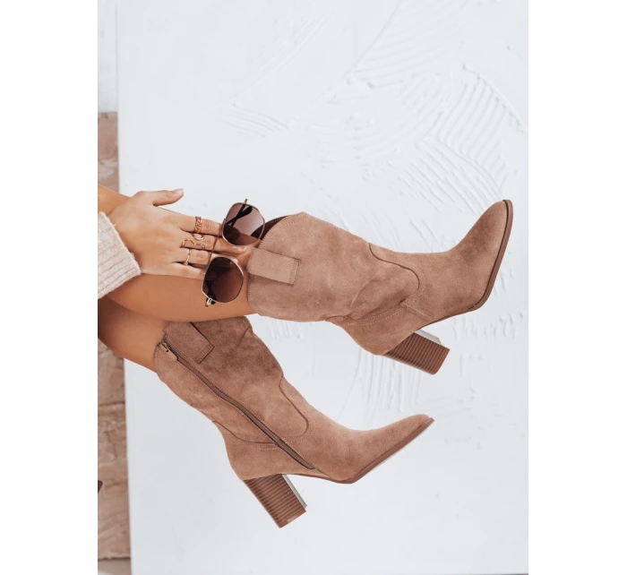 Dámské semišové kovbojské boty béžové FashionStreet ZY1195