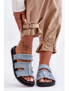 Dámské látkové sandály na zip Modrý Lamirose