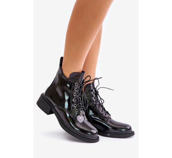 Kožené Lakované Kotníkové Boty S Černé model 21675506 - EVENTO Kožené Lakované Kotníkové Boty S Černé model 21675506 - EVENTO