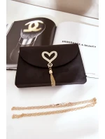 Kabelka Klopna S Ozdobným Srdcem Eko Semišová Černá Evilinas