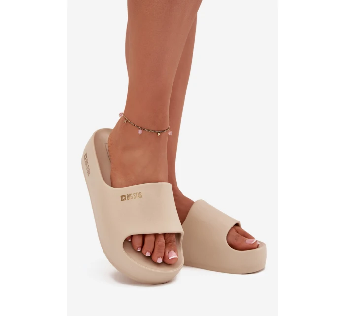Dámské Pěnové Pantofle Na Masivní Platformě Big Star SS274722 Béžové