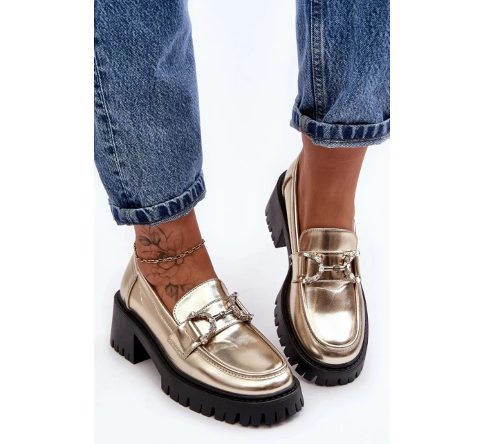 Dámské polobotky na podpatku model Zlatá s černou  model 20599722 - SWEET SHOES