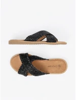 Komfortní nazouváky dámské černé na plochém podpatku Komfortní nazouváky dámské černé na plochém podpatku