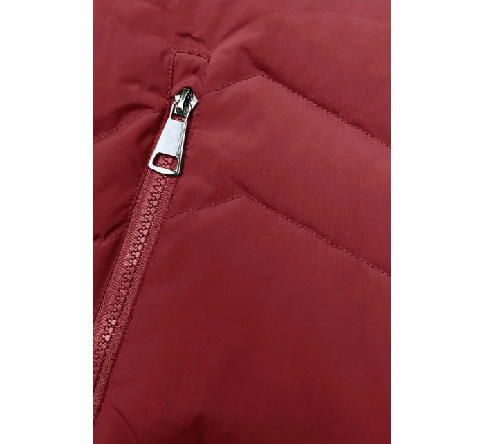 Červená dámská zimní bunda s kožešinovou podšívkou model 21791793 - LHD Červená dámská zimní bunda s kožešinovou podšívkou model 21791793 - LHD