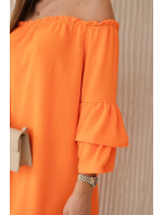 Španělské šaty s volánky na rukávu pomeranč