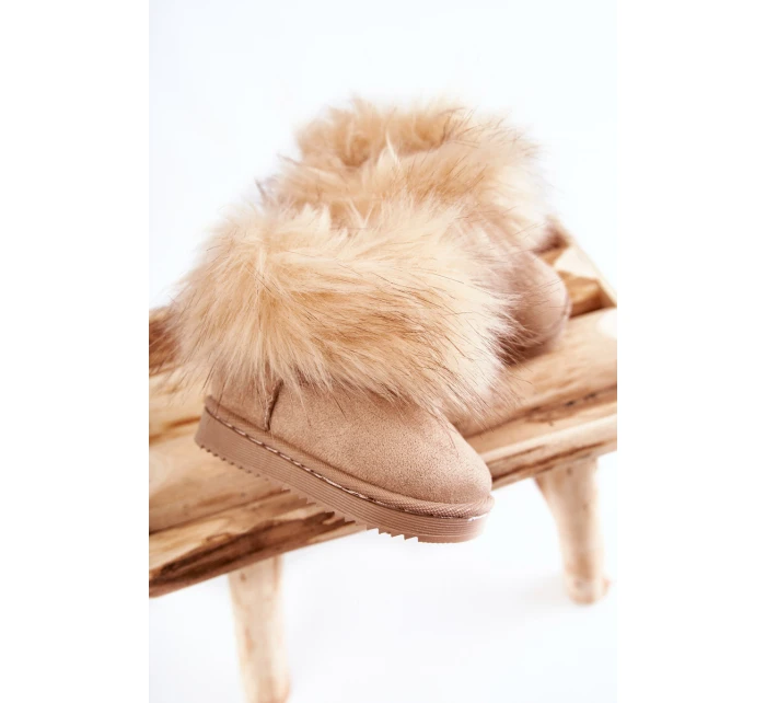 Dětské Kotníkové Boty Sněhule S Kožešinou Béžove Ariana Dětské Kotníkové Boty Sněhule S Kožešinou Béžove Ariana
