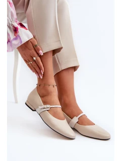 Dámské kožené baletky na ploché podrážce Laura Messi 2774 béžové