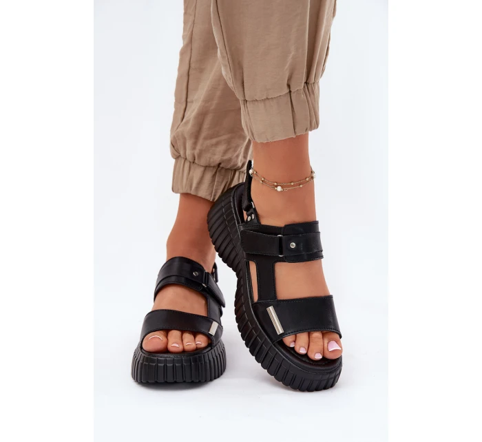 Kožené Dámské Sandály Na Platformě Černé Mertella Kožené Dámské Sandály Na Platformě Černé Mertella