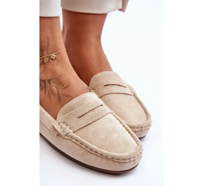 Dámské semišové mokasiny bežové Lenvie