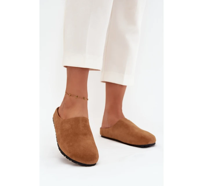 Dámské pantofle a chodaki na platformě – camel Sylviane