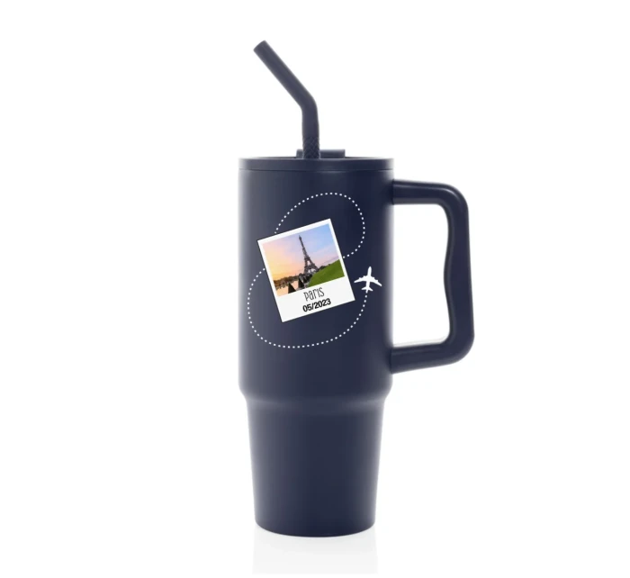 Vlastní text na cestovatelskou termosku s barevným víčkem