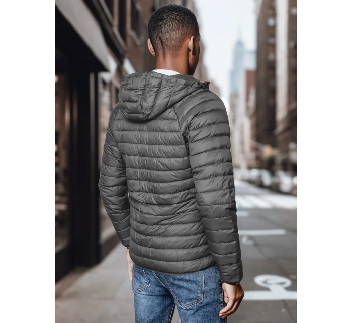 Pánská přechodná prošívaná tmavě šedá bunda FashionStreet TX4422