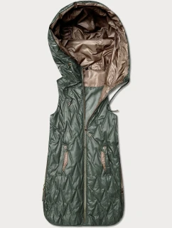 Dámská lehká vesta se zlatým zipem Goodlookin khaki (B8586/B8587-11)