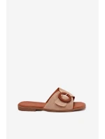 Dámské Pantofle Na Plochém Podpatku S Přezkou Béžové model 21698872 - Boto Dámské Pantofle Na Plochém Podpatku S Přezkou Béžové model 21698872 - Boto