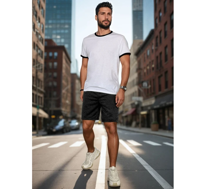 Pánské tmavě šedé teplákové kraťasy FashionStreet SX2482 Pánské tmavě šedé teplákové kraťasy FashionStreet SX2482